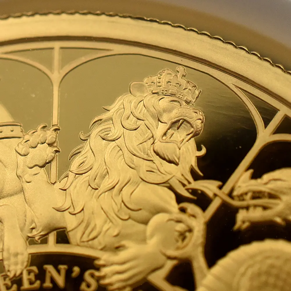 クイーンズビースト10:6922 イギリス 2021 エリザベス2世 クイーンズビースト コンプリーター 英国王室の十大守護獣 200ポンド2オンス金貨 ファーストリリース NGC PF70UC 箱付き