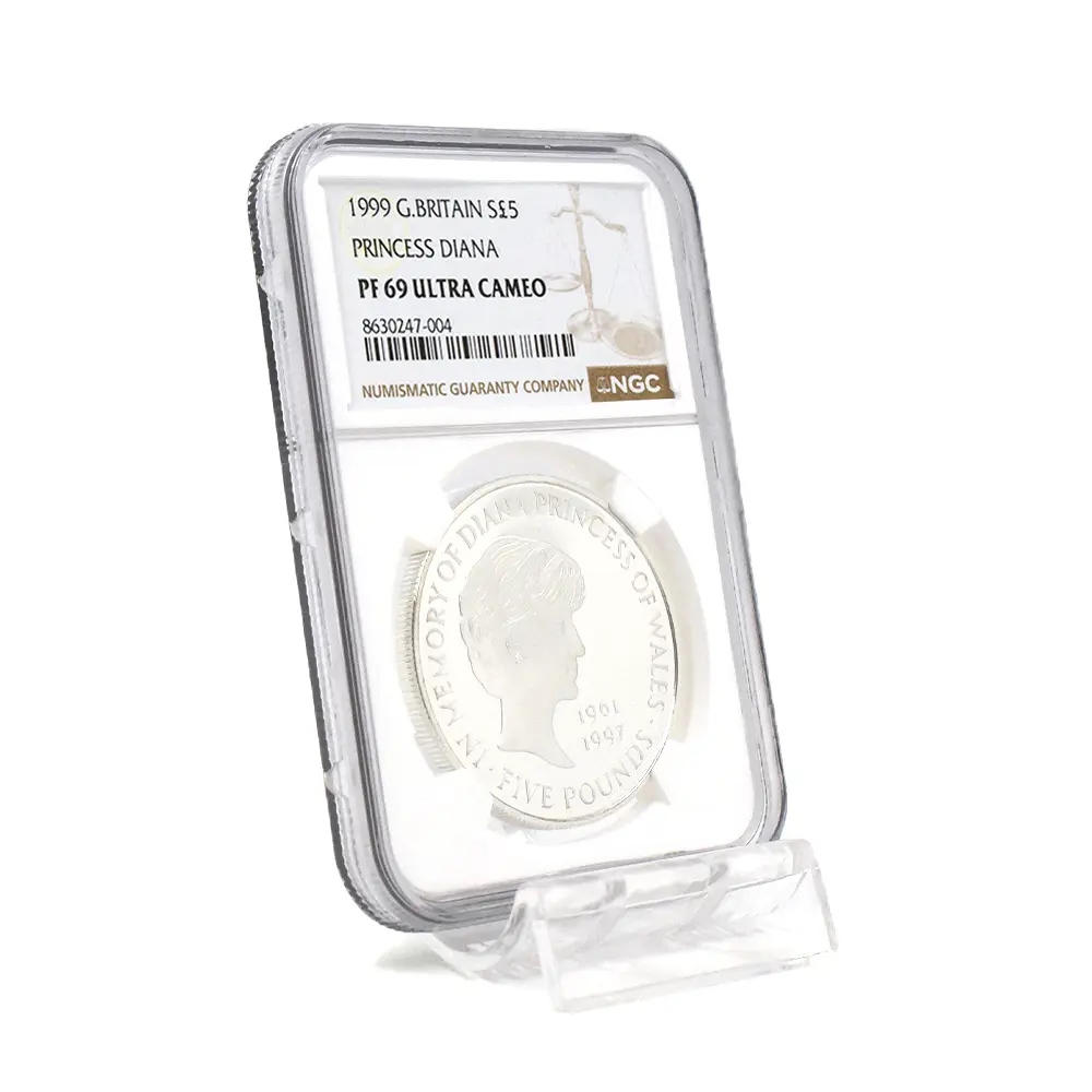 モダンコイン6：6916 イギリス 1999 エリザベス2世 ダイアナ妃追悼記念 5ポンド銀貨 NGC PF69UC