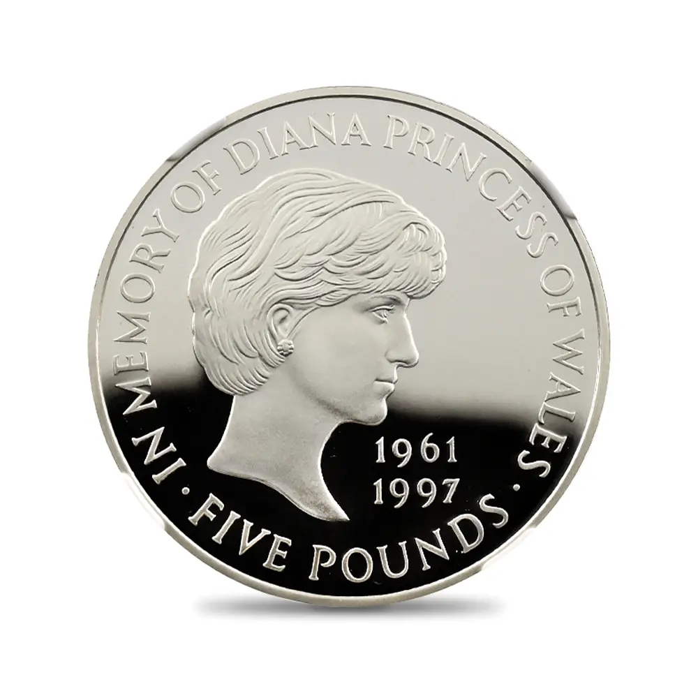 モダンコイン2：6916 イギリス 1999 エリザベス2世 ダイアナ妃追悼記念 5ポンド銀貨 NGC PF69UC