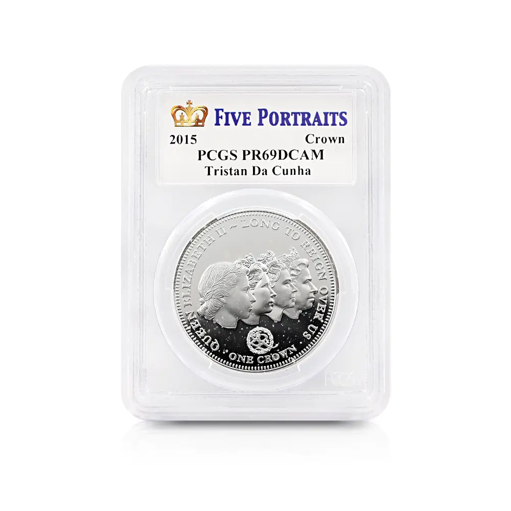 モダンコイン4：5613 トリスタンダクーニャ 2015 エリザベス2世 最長在位記念 クラウン銀貨 PCGS PR69DC