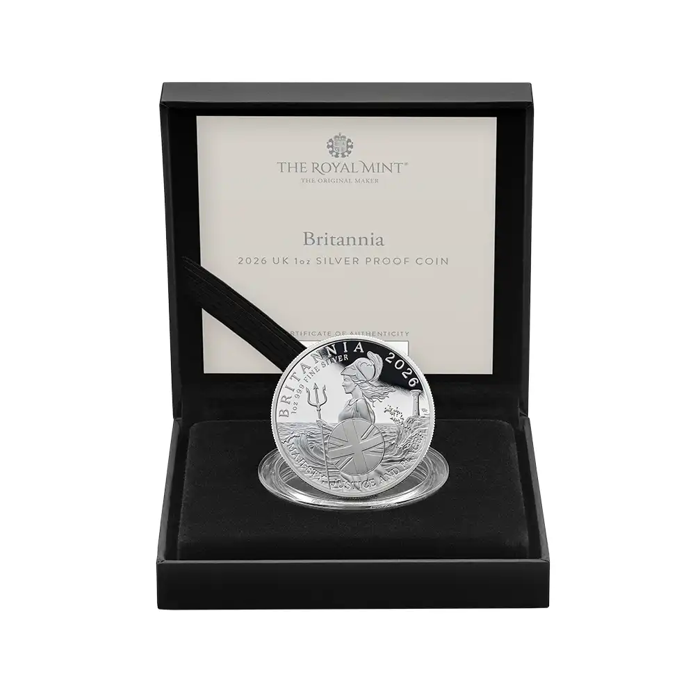 モダンコイン4：6932 イギリス 2026 チャールズ3世 ブリタニア 2ポンド1オンス プルーフ銀貨 未鑑定 箱付き【ご予約承り品】