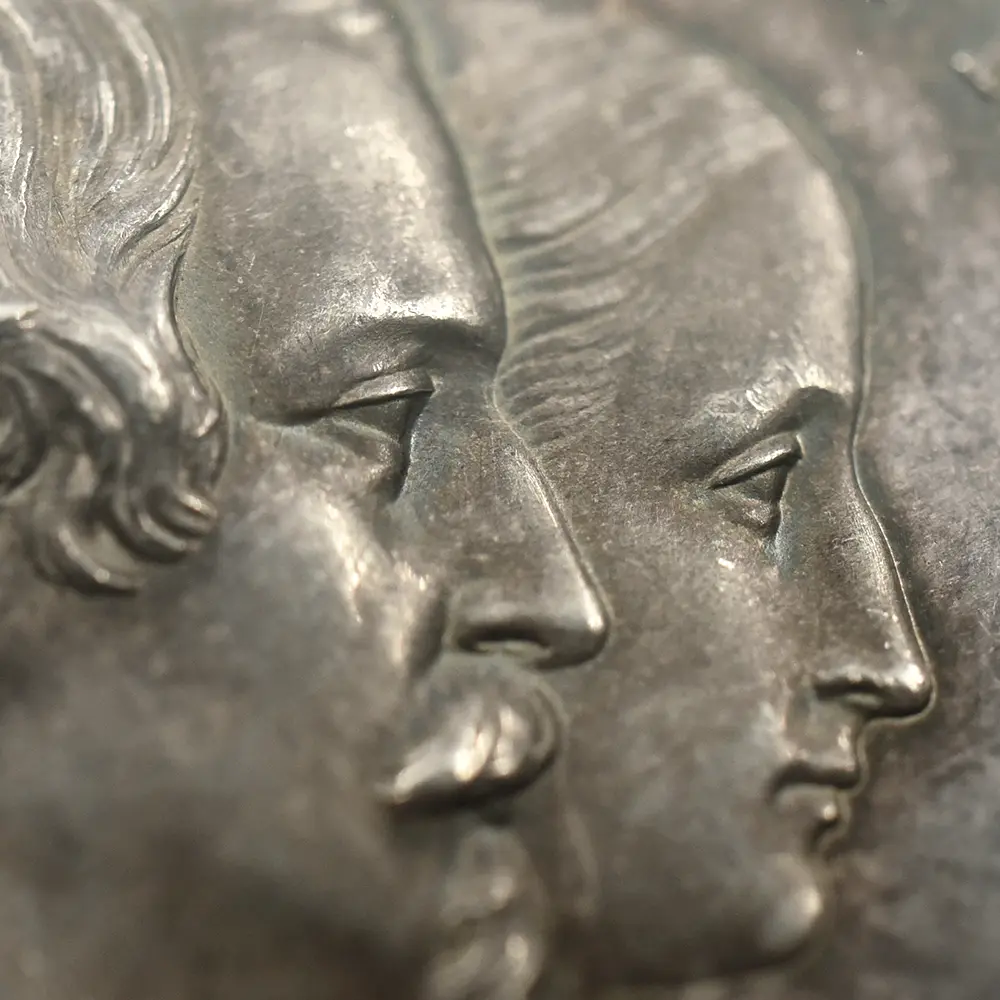メダル6：5621 1855 ヴィクトリア女王 ナポレオン3世 英仏訪問記念 銀メダル PCGS SP63 Eimer-1498 BHM-2560