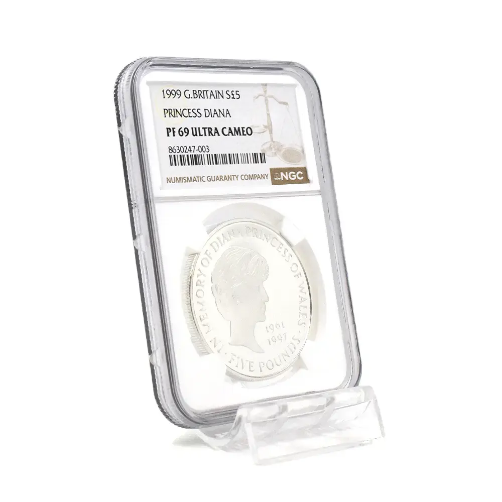 モダンコイン6：6917 イギリス 1999 エリザベス2世 ダイアナ妃追悼記念 5ポンド銀貨 NGC PF69UC
