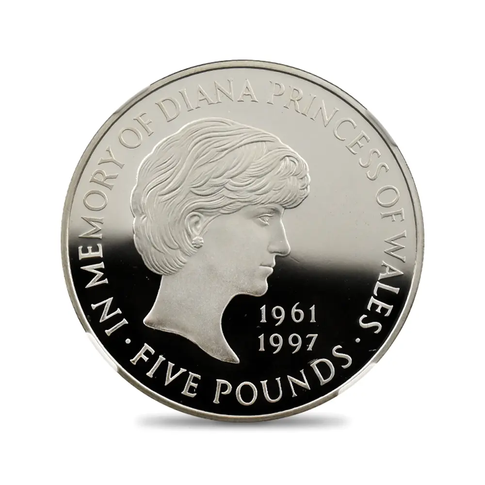 モダンコイン2：6917 イギリス 1999 エリザベス2世 ダイアナ妃追悼記念 5ポンド銀貨 NGC PF69UC