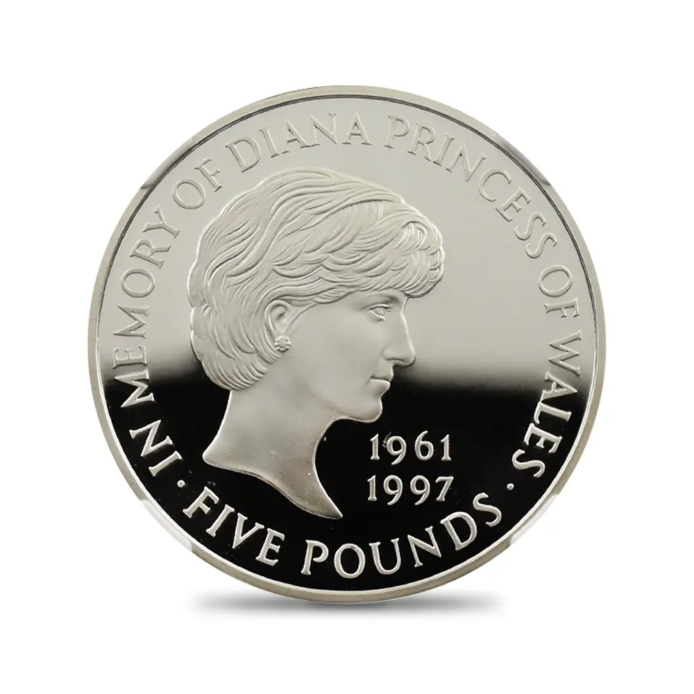 モダンコイン2：6918 イギリス 1999 エリザベス2世 ダイアナ妃追悼記念 5ポンド銀貨 NGC PF69UC