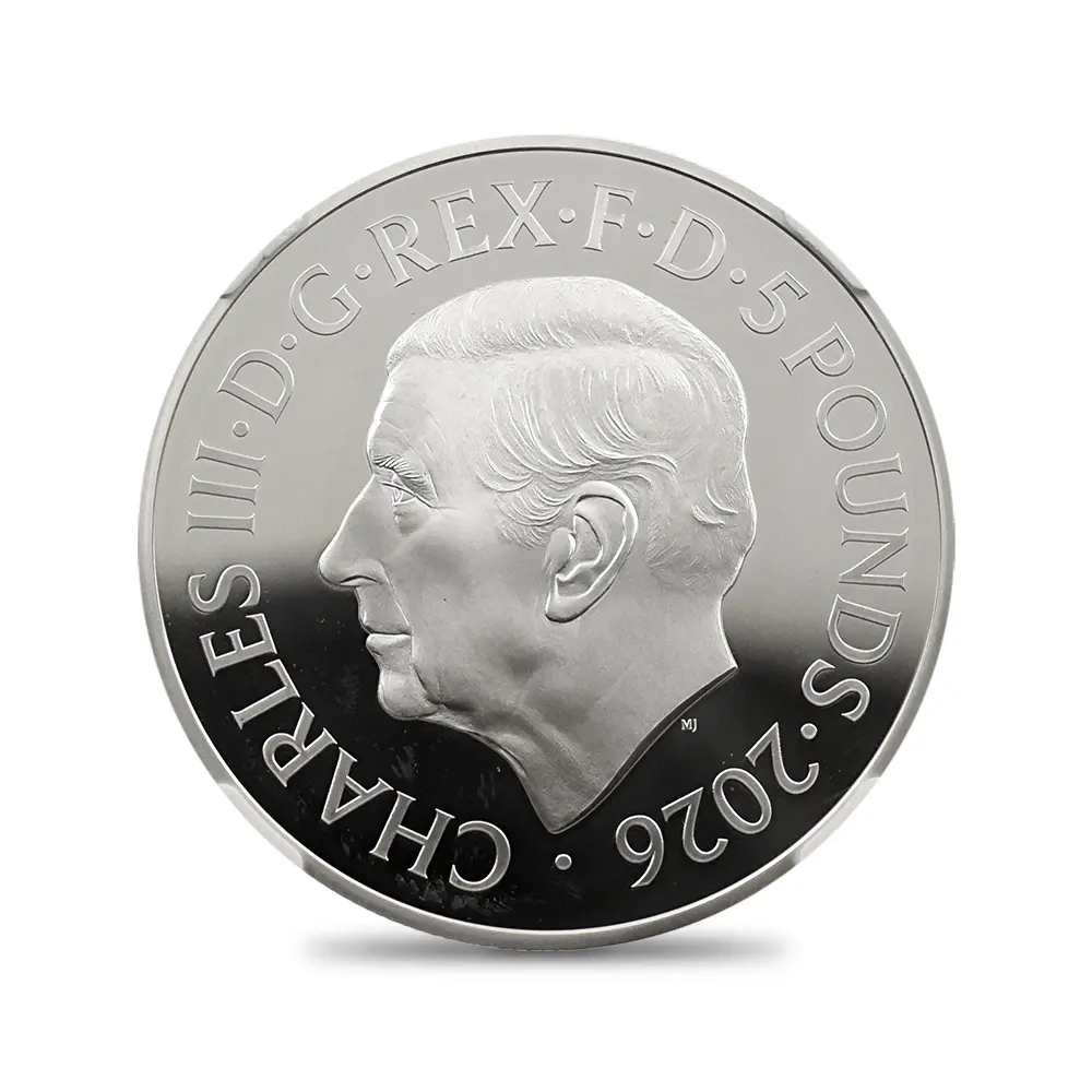 モダンコイン3：6944 イギリス 2026 チャールズ3世 エリザベス2世のコイン肖像シリーズ 第一弾 ヤングヤングエリザベス 5ポンド銀貨  NGC PF67UC チャールズ3世ラベル 箱付き