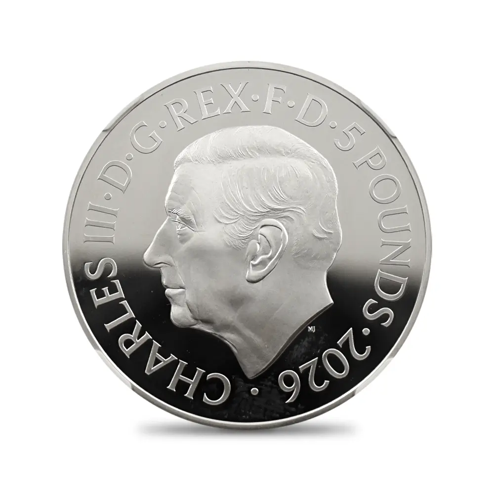 モダンコイン3：6945 イギリス 2026 チャールズ3世 エリザベス2世のコイン肖像シリーズ 第一弾 ヤングヤングエリザベス 5ポンド銀貨  NGC PF66UC チャールズ3世ラベル 箱付き