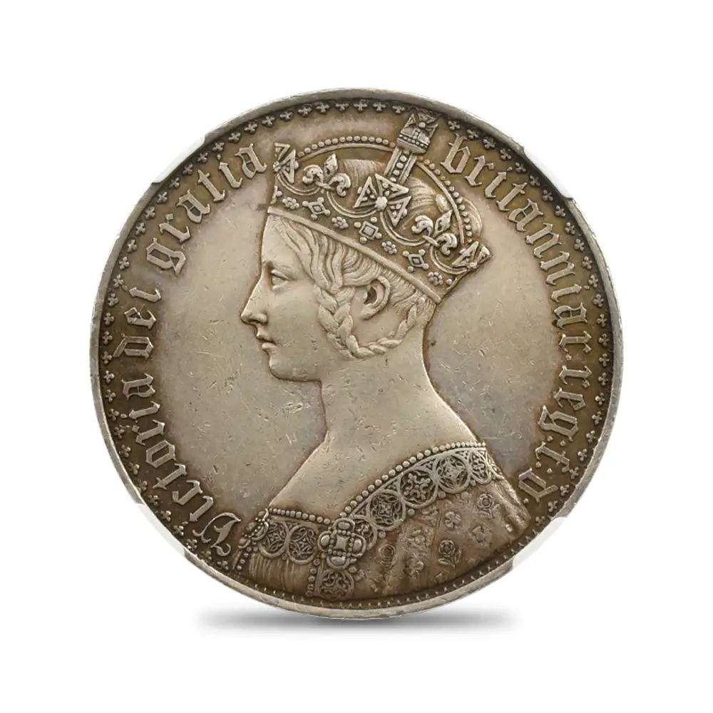 アンティークコイン2：4301 1847 ヴィクトリア女王 ゴチッククラウン銀貨 アンデシモエッジ NGC PF55
