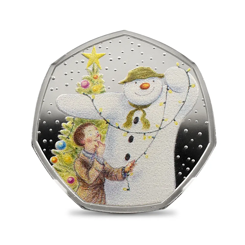 モダンコイン2：6947 イギリス 2025 チャールズ3世 スノーマン 50ペンスカラー銀貨 ファーストリリース NGC PF70UC チャールズ3世ラベル 箱付き