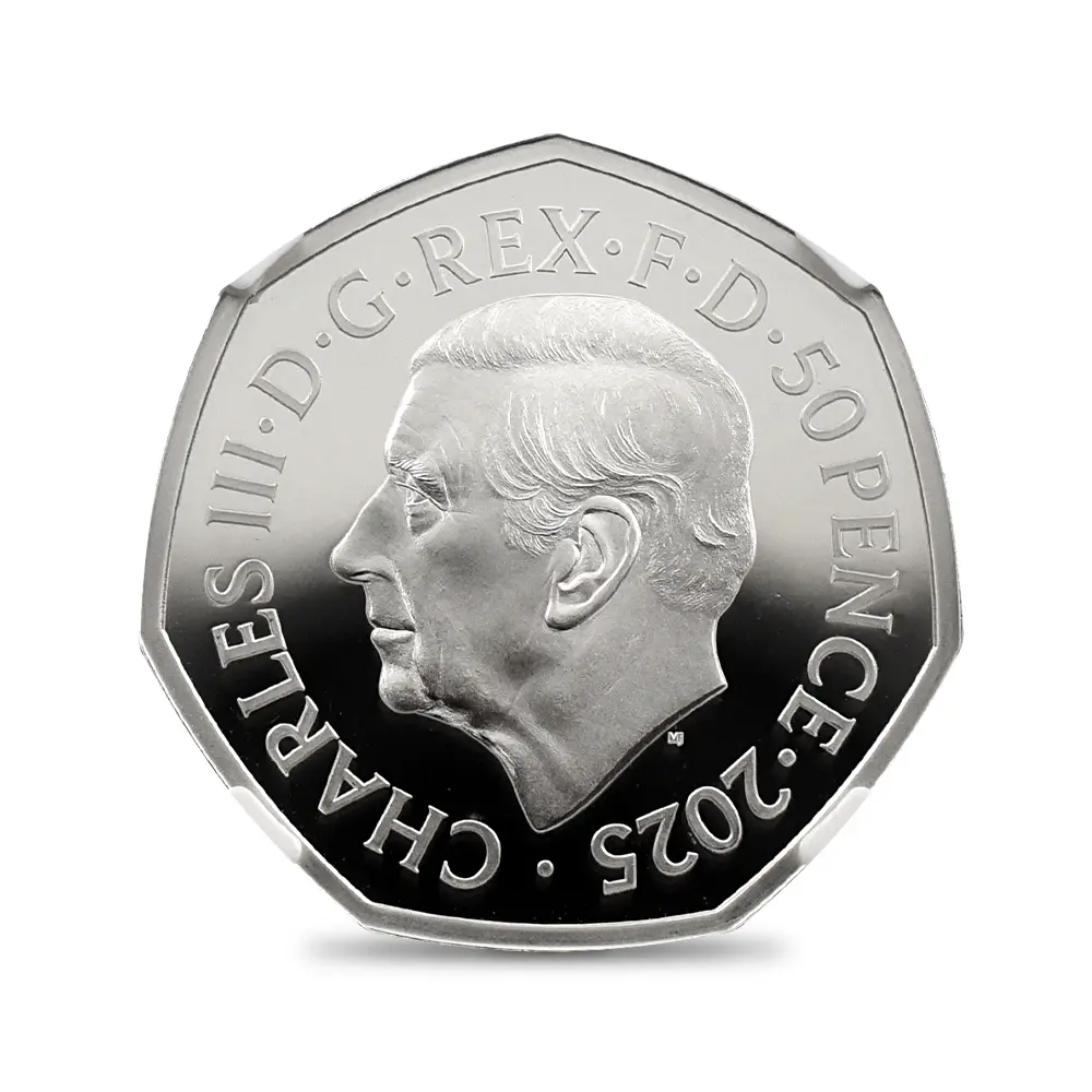 モダンコイン3：6947 イギリス 2025 チャールズ3世 スノーマン 50ペンスカラー銀貨 ファーストリリース NGC PF70UC チャールズ3世ラベル 箱付き