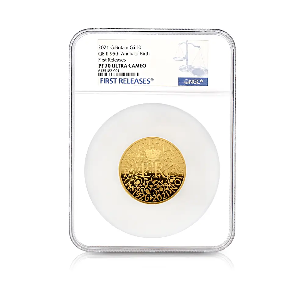 モダンコイン4：5629 2021 エリザベス2世 生誕95周年記念 10ポンド5オンス金貨 ファーストリリース NGC PF70UC