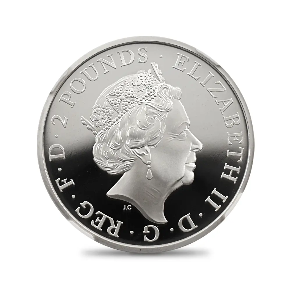 モダンコイン3:6949 イギリス 2021 エリザベス2世 クイーンズビースト コンプリーター 英国王室の十大守護獣 2ポンド1オンス銀貨 NGC PF70UC 箱付き