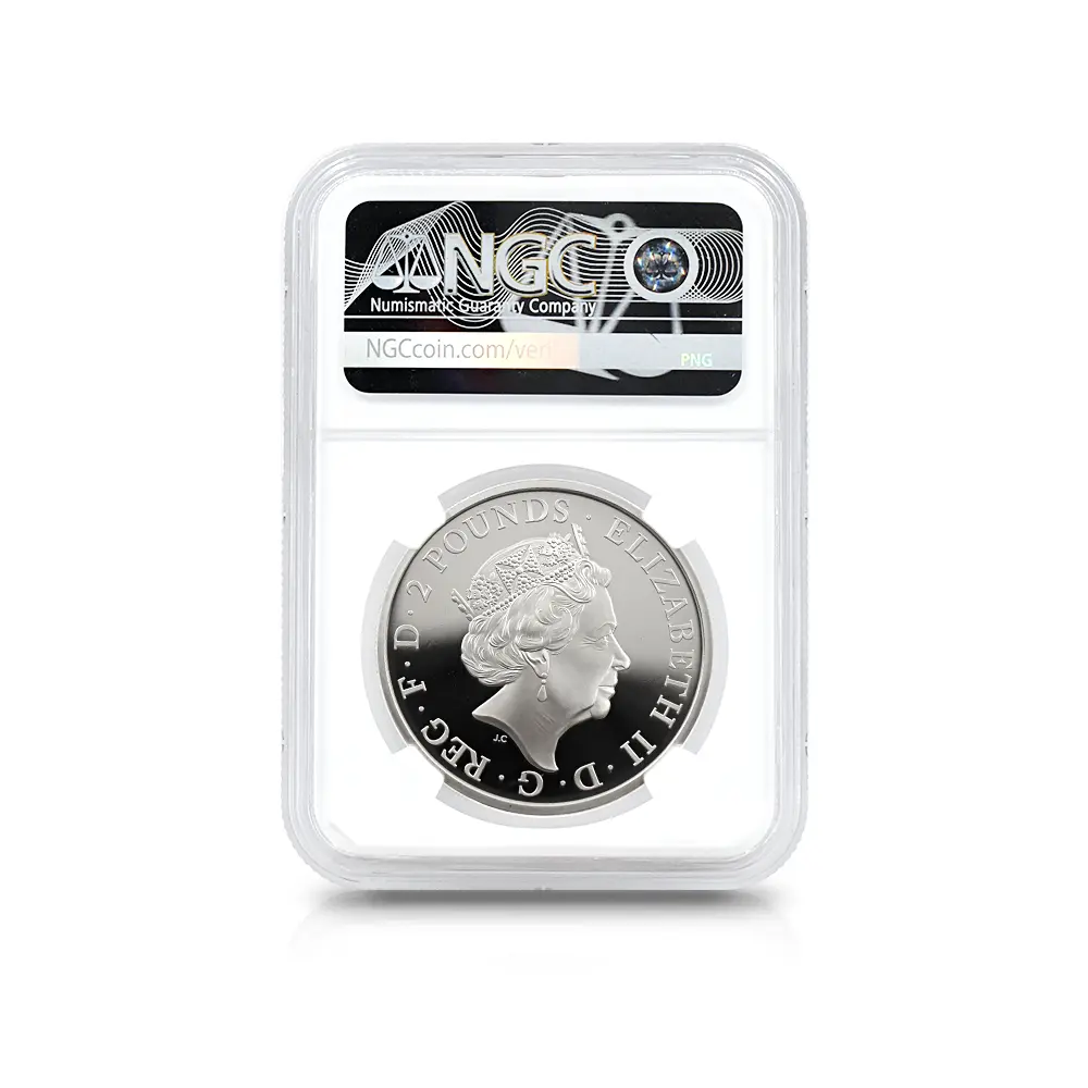 モダンコイン5:6949 イギリス 2021 エリザベス2世 クイーンズビースト コンプリーター 英国王室の十大守護獣 2ポンド1オンス銀貨 NGC PF70UC 箱付き
