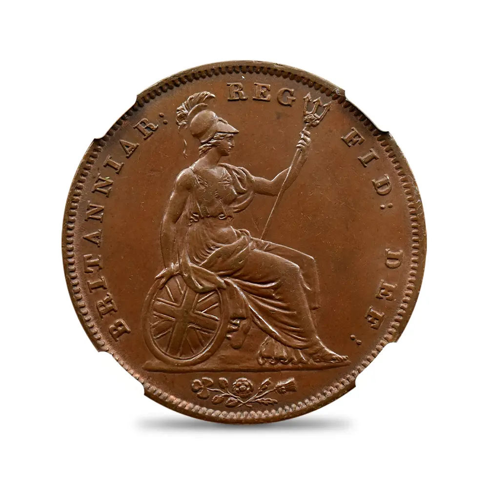 アンティークコイン3:6948 イギリス 1841 ヴィクトリア女王 ブリタニア 1ペニー銅貨 NGC MS63BN NO COLON