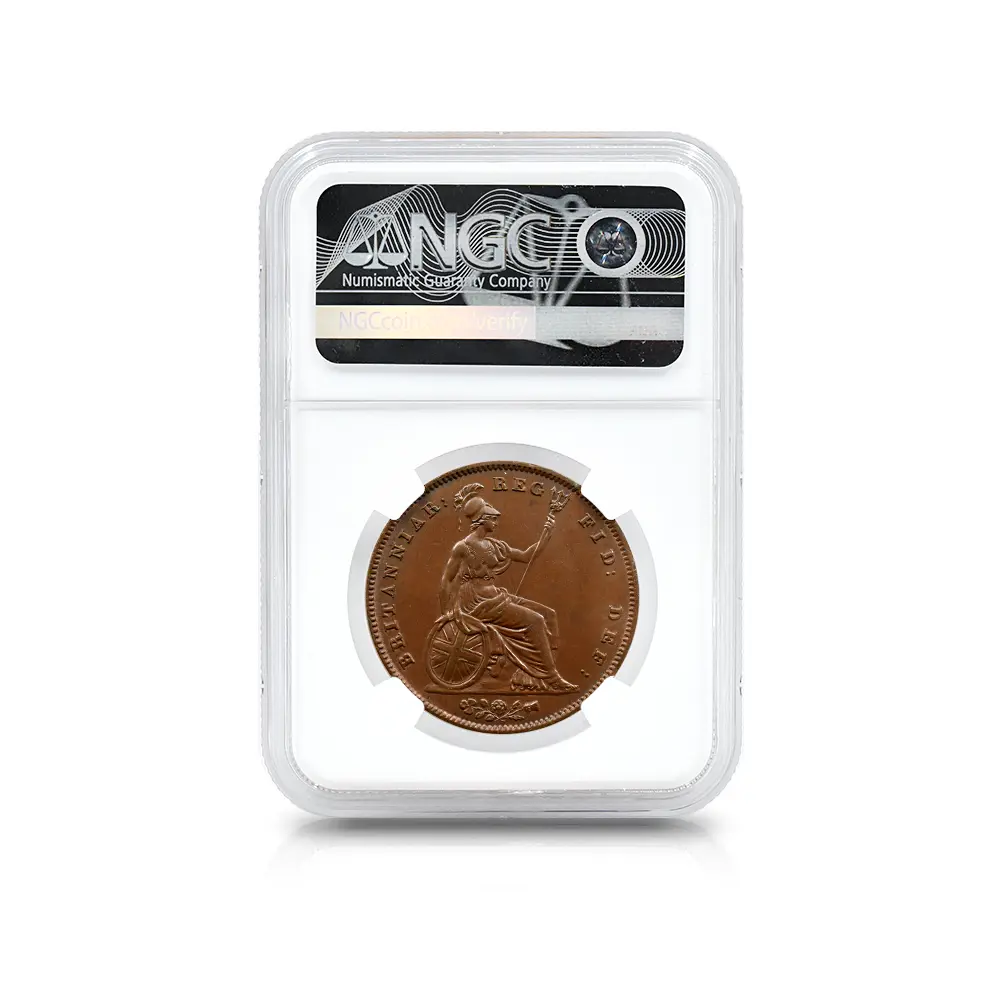 アンティークコイン5:6948 イギリス 1841 ヴィクトリア女王 ブリタニア 1ペニー銅貨 NGC MS63BN NO COLON