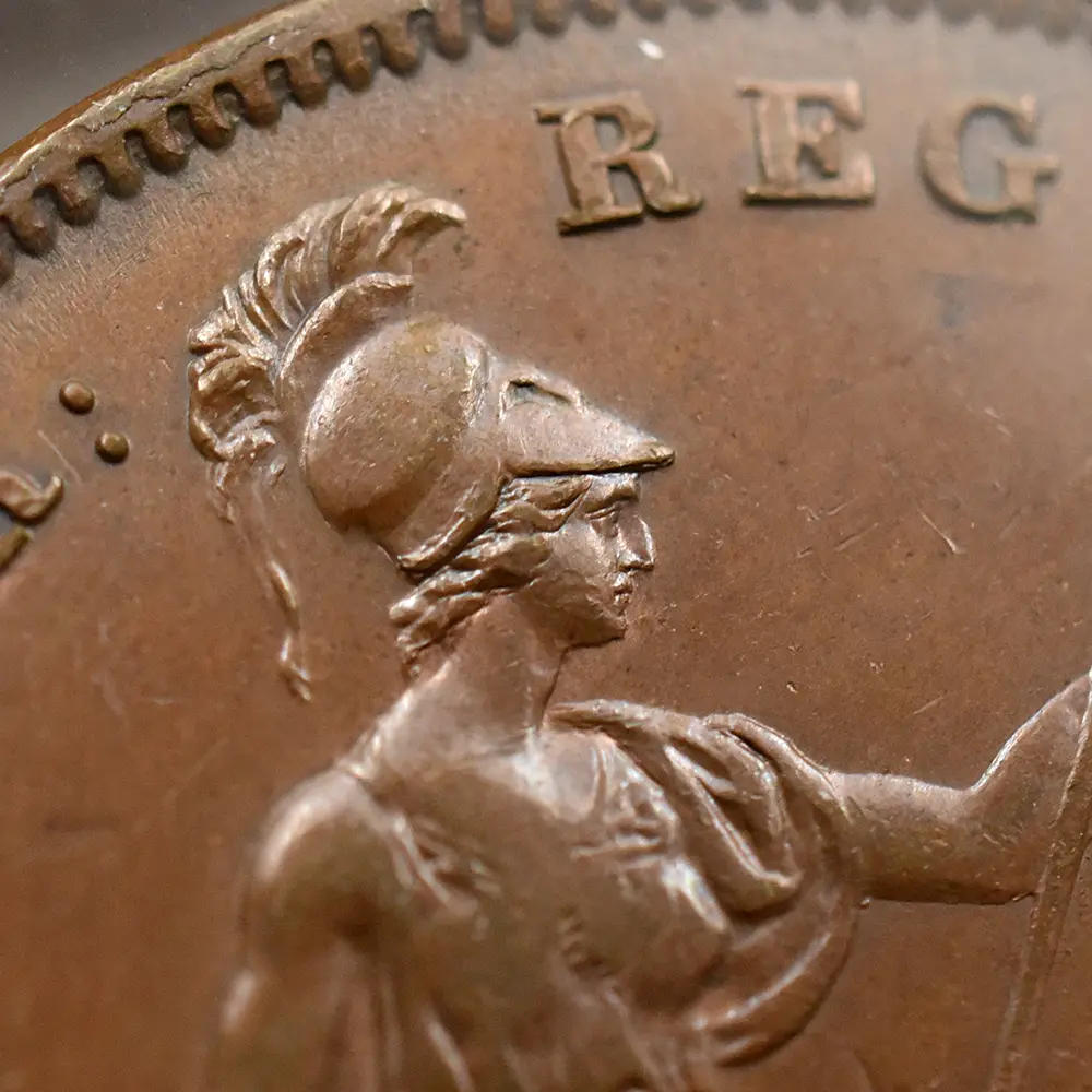 アンティークコイン10:6948 イギリス 1841 ヴィクトリア女王 ブリタニア 1ペニー銅貨 NGC MS63BN NO COLON