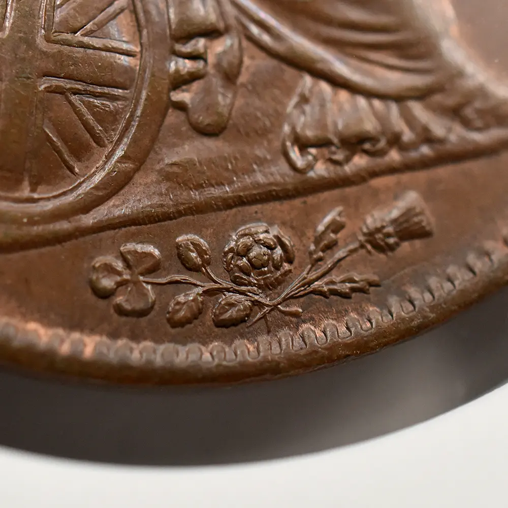 アンティークコイン12:6948 イギリス 1841 ヴィクトリア女王 ブリタニア 1ペニー銅貨 NGC MS63BN NO COLON