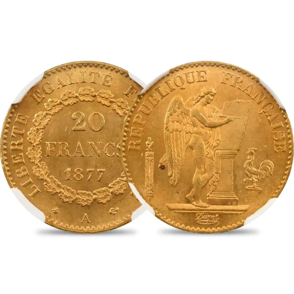 アンティークコイン1：4307 フランス 1877A エンジェル 20フラン金貨 NGC MS64