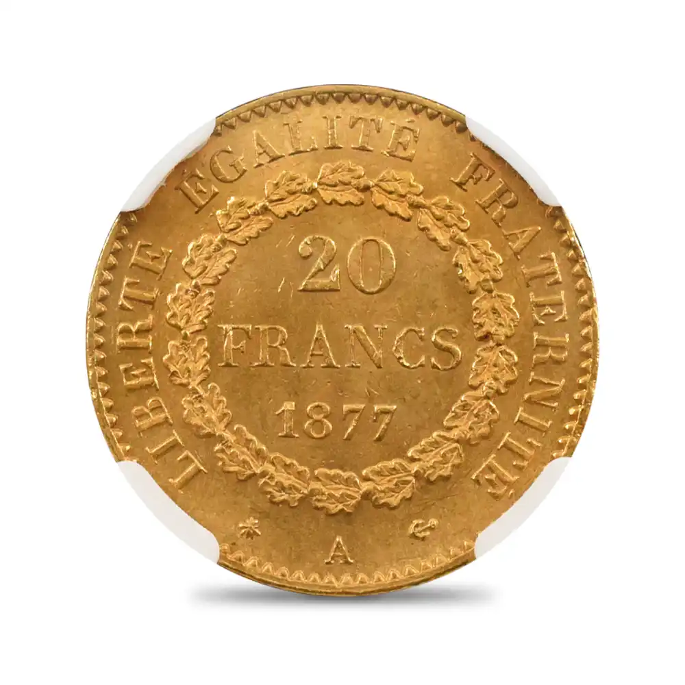 アンティークコイン3：4307 フランス 1877A エンジェル 20フラン金貨 NGC MS64