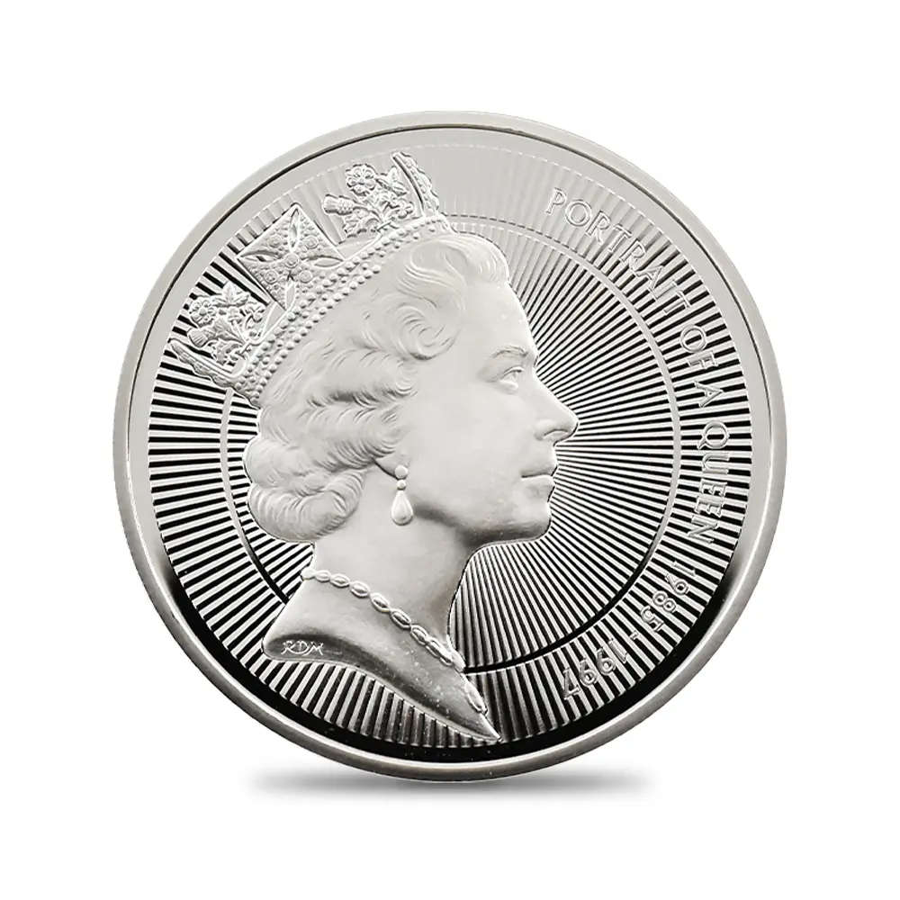 モダンコイン2：6902 【傷あり】イギリス 2026 チャールズ3世 エリザベス2世のコイン肖像シリーズ 第三弾 ミドルエリザベス 5ポンドプルーフ銀貨 未鑑定 箱付き