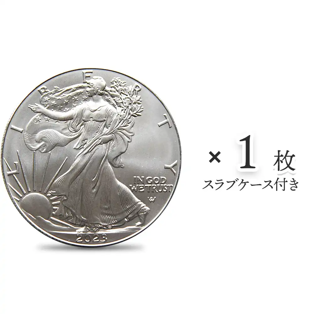 地金型1：2665 【PCGS鑑定】 アメリカ 2023 イーグル 1ドル 1オンス 銀貨 MS70 ファーストストライク 【1枚】 (スラブケース付き)