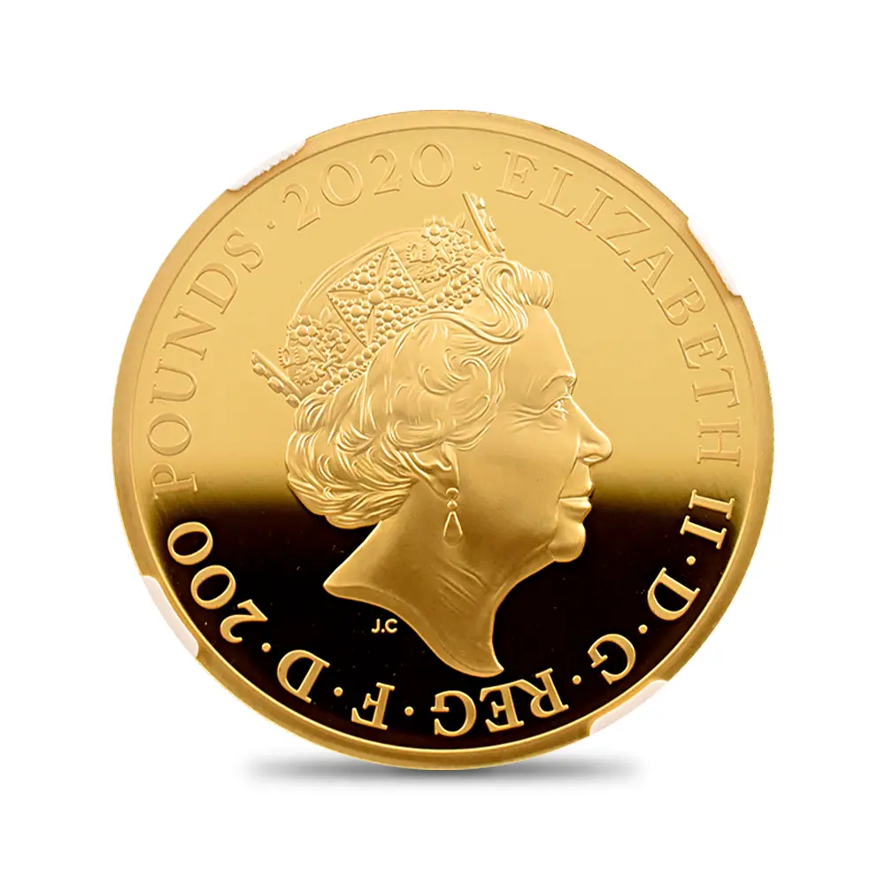 モダンコイン3：6951 イギリス 2020 エリザベス2世 スリーグレーセス 200ポンド2オンス金貨 ファーストリリース NGC PF70UC 箱付き