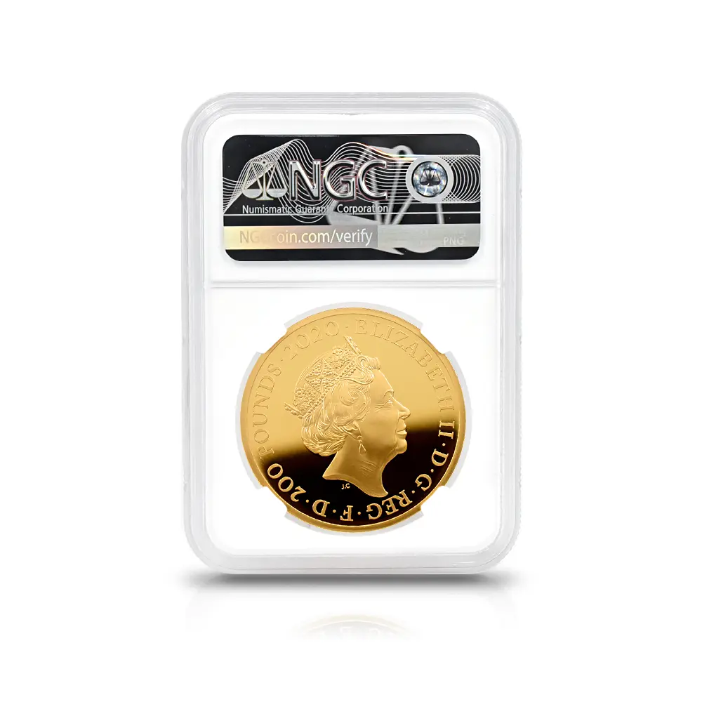 モダンコイン5：6951 イギリス 2020 エリザベス2世 スリーグレーセス 200ポンド2オンス金貨 ファーストリリース NGC PF70UC 箱付き