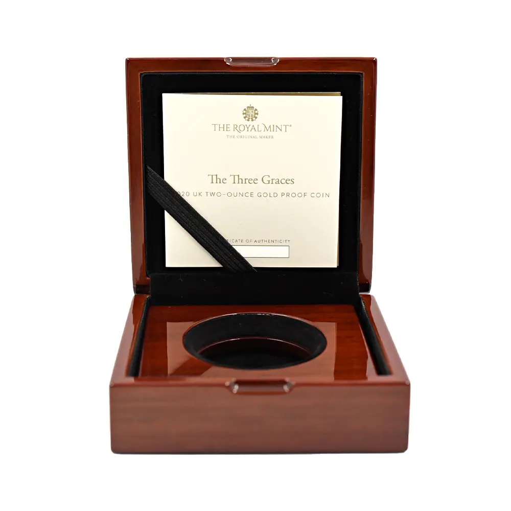 モダンコイン9：6951 イギリス 2020 エリザベス2世 スリーグレーセス 200ポンド2オンス金貨 ファーストリリース NGC PF70UC 箱付き
