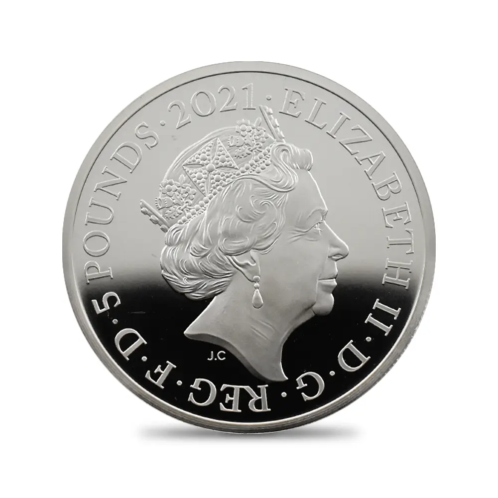 モダンコイン3：6953 イギリス 2021 エリザベス2世 ゴチッククラウン 5ポンド2オンス銀貨 2枚セット ファーストリリース NGC PF70UC 箱付き