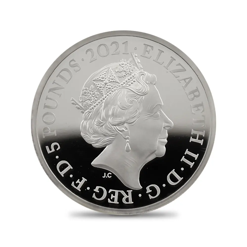 モダンコイン5：6953 イギリス 2021 エリザベス2世 ゴチッククラウン 5ポンド2オンス銀貨 2枚セット ファーストリリース NGC PF70UC 箱付き