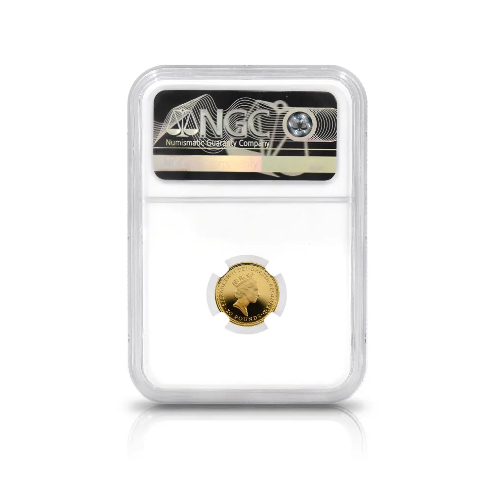 モダンコイン5：6958 イギリス 1991 エリザベス2世 ブリタニア 10ポンド1/10オンス金貨 NGC PF70UC 箱付き
