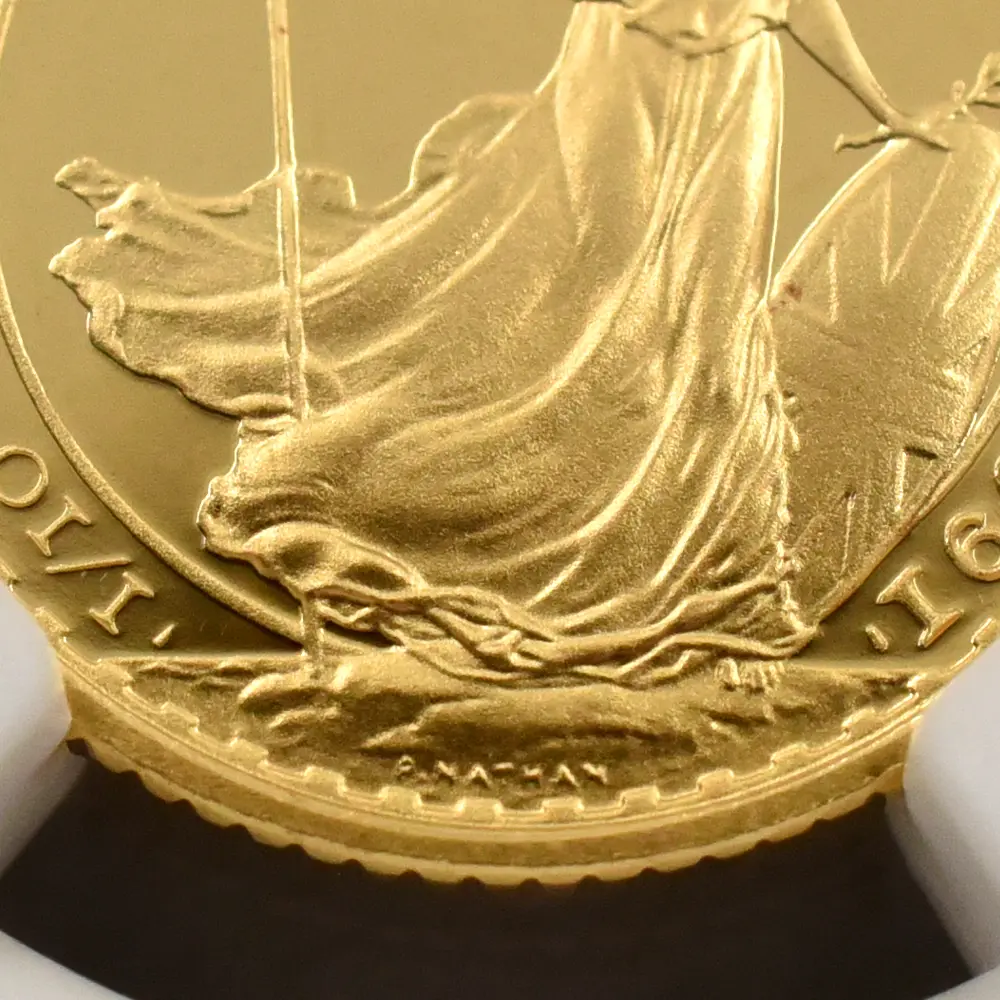 モダンコイン11：6958 イギリス 1991 エリザベス2世 ブリタニア 10ポンド1/10オンス金貨 NGC PF70UC 箱付き