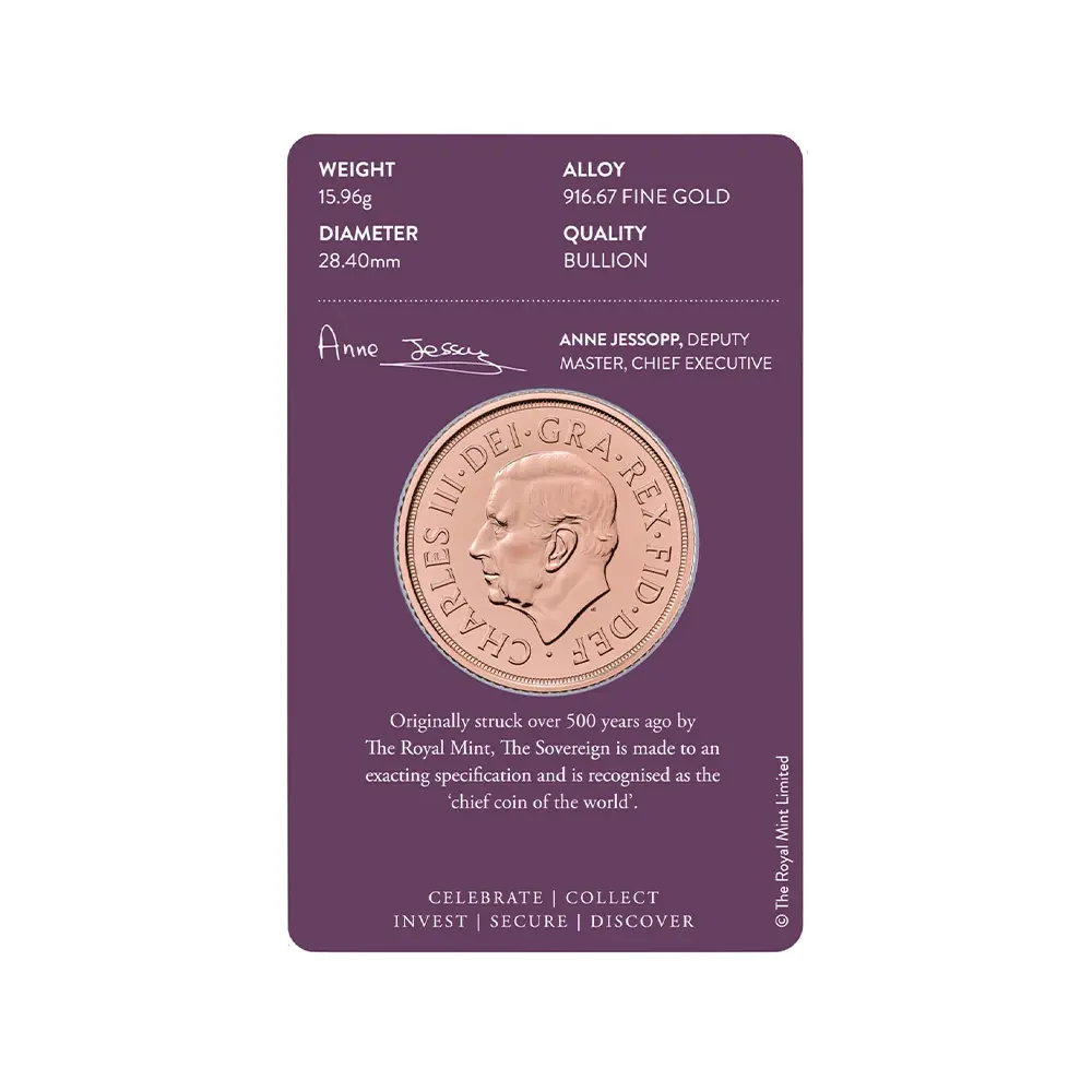 地金型3：5649 イギリス 2025 チャールズ3世 聖ジョージ竜退治 2ソブリン金貨 【1枚】 (ブリスターパック付き)