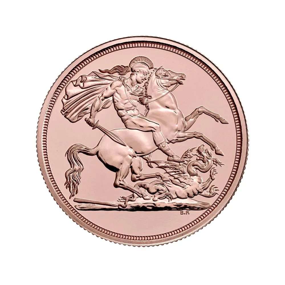 地金型4：5649 イギリス 2025 チャールズ3世 聖ジョージ竜退治 2ソブリン金貨 【1枚】 (ブリスターパック付き)