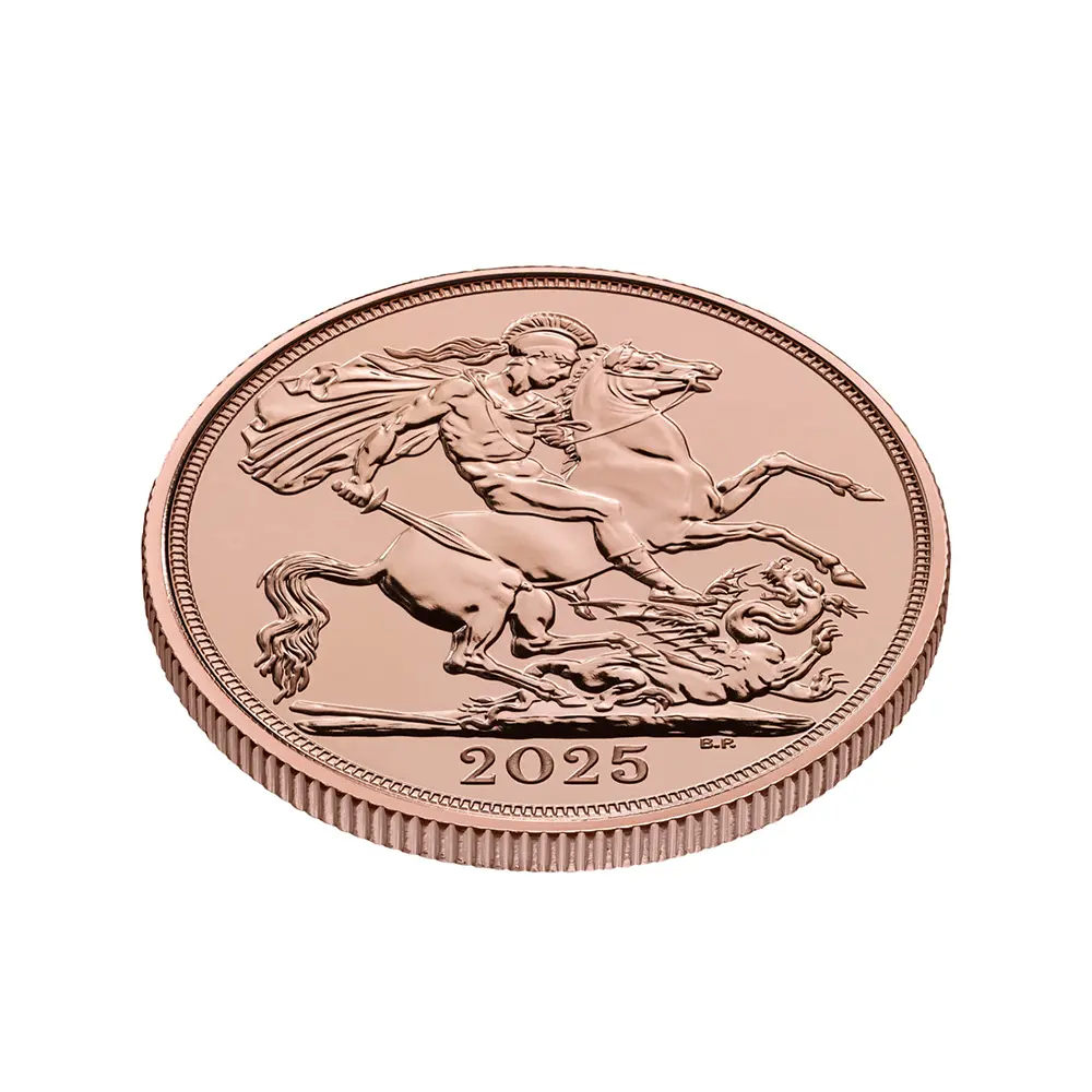 地金型6：5649 イギリス 2025 チャールズ3世 聖ジョージ竜退治 2ソブリン金貨 【1枚】 (ブリスターパック付き)