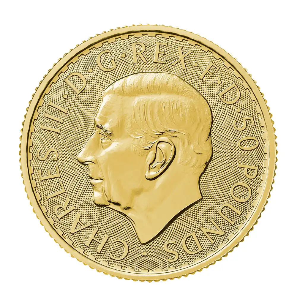 地金型3：2740 イギリス 2023 チャールズ3世 ブリタニア 50ポンド 1/2オンス 地金型金貨 【1枚】