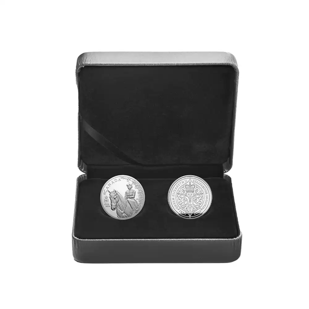 モダンコイン7：6965 イギリス カナダ 2026 チャールズ3世 エリザベス2世生誕100周年記念 2ポンド・20ドル プルーフ銀貨 2枚セット 未鑑定 箱付き【ご予約承り品】