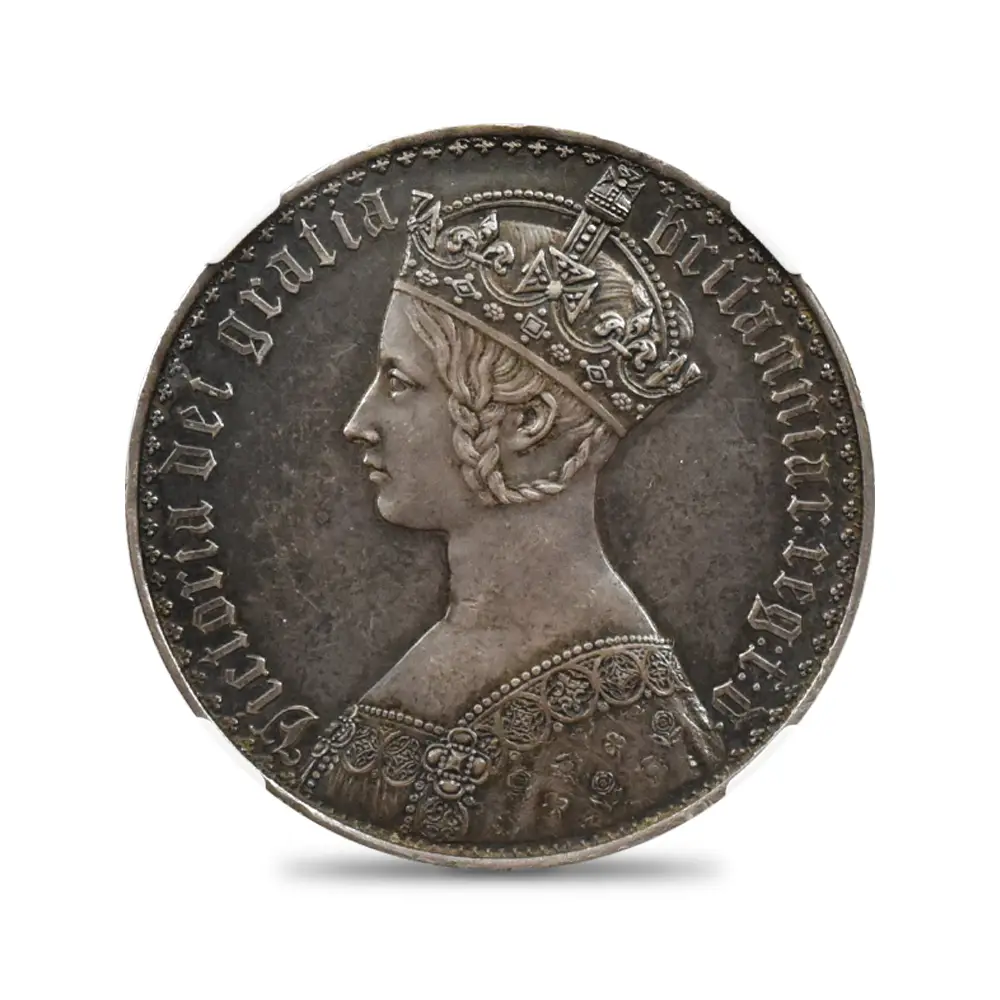 アンティークコイン2：4329 1847 ヴィクトリア女王 ゴチッククラウン銀貨 アンデシモエッジ NGC PF60