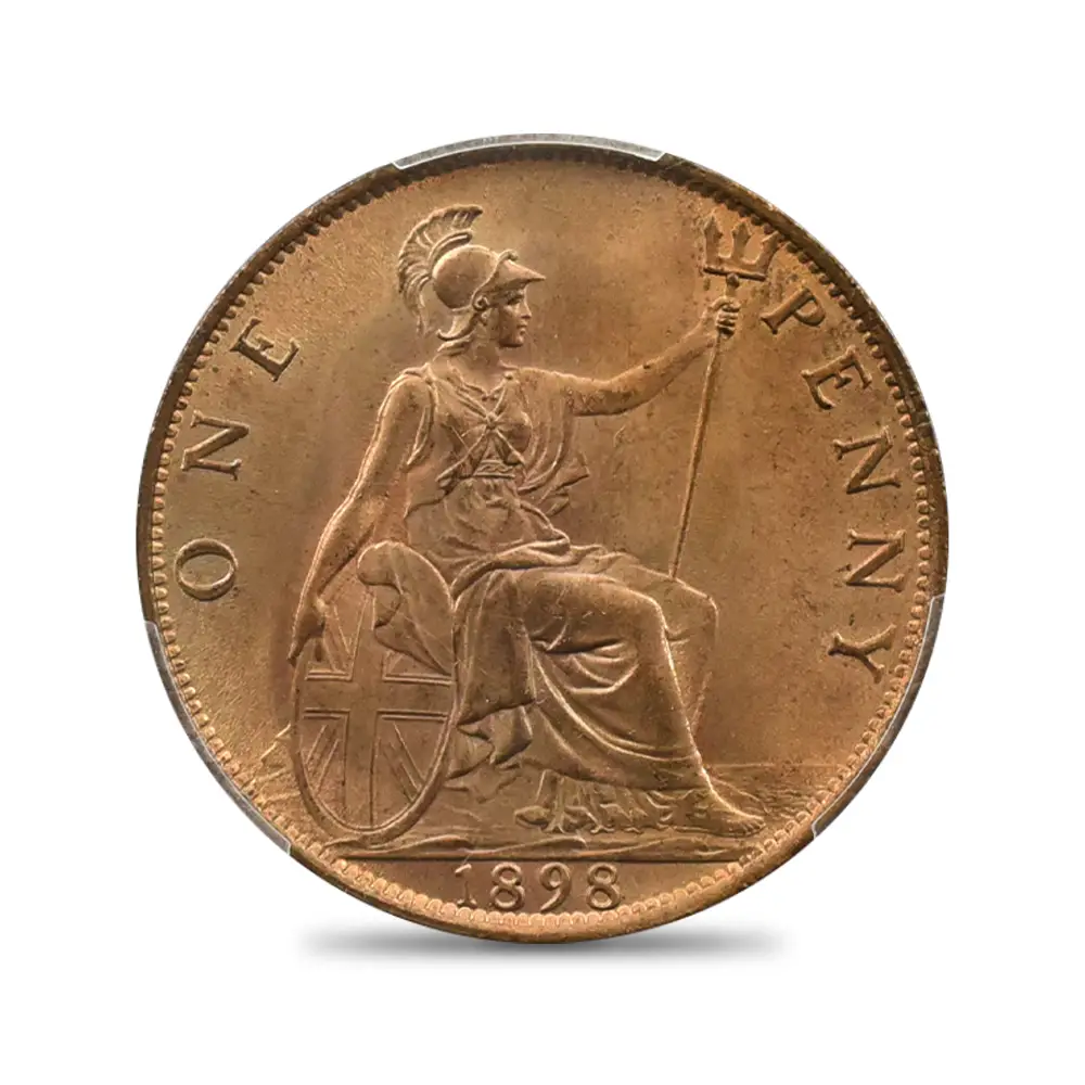 アンティークコイン3：4334 1898 ヴィクトリア女王 オールド（ヴェールド）ヘッド ブリタニア 1ペニー銅貨 PCGS MS64RB S-3961