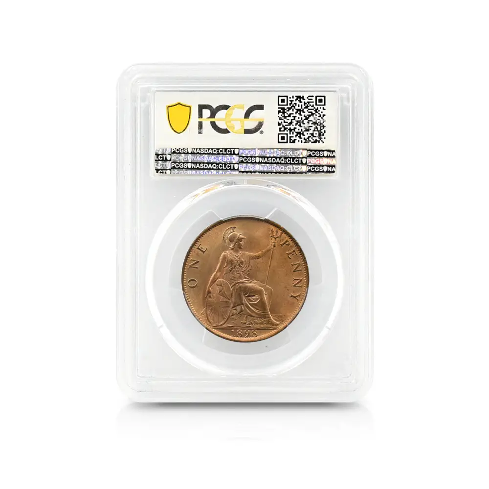 アンティークコイン5：4334 1898 ヴィクトリア女王 オールド（ヴェールド）ヘッド ブリタニア 1ペニー銅貨 PCGS MS64RB S-3961