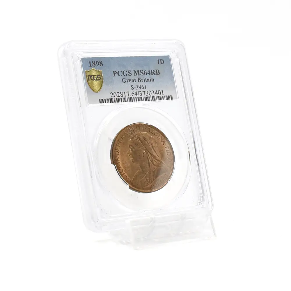 アンティークコイン6：4334 1898 ヴィクトリア女王 オールド（ヴェールド）ヘッド ブリタニア 1ペニー銅貨 PCGS MS64RB S-3961