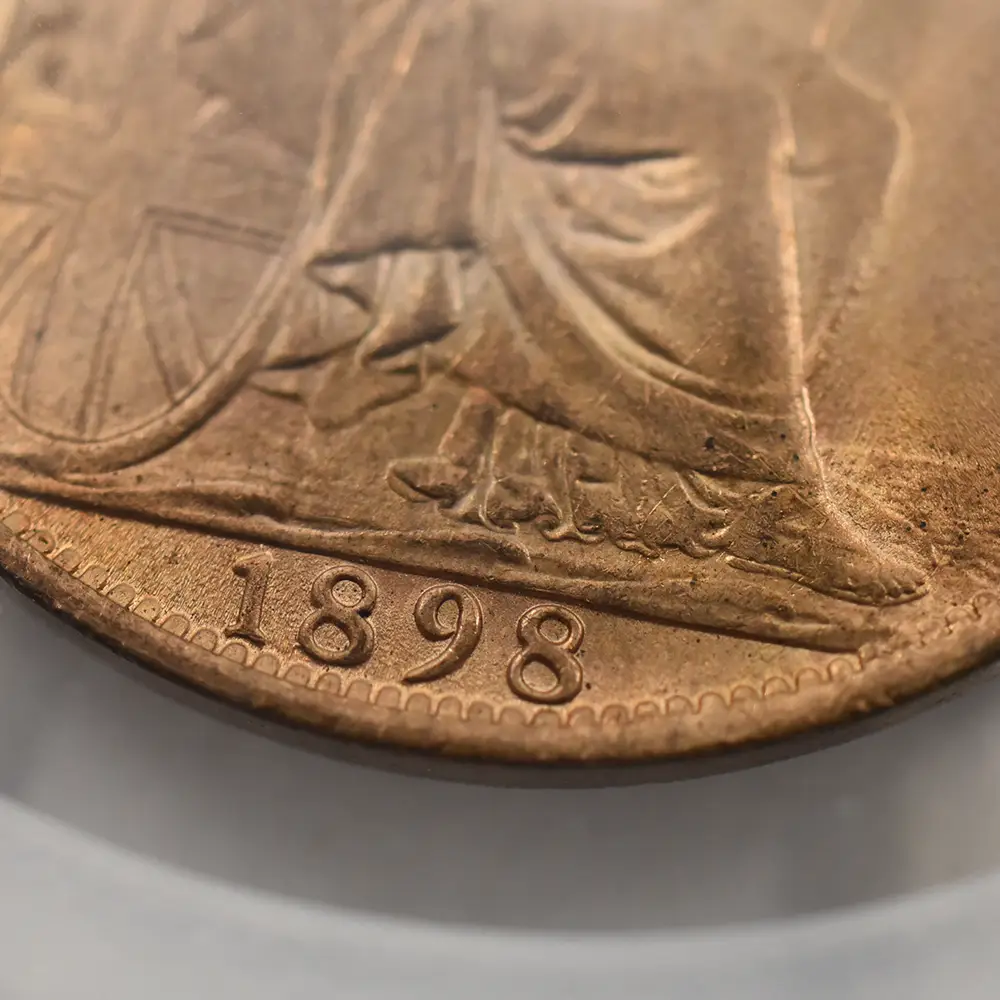 アンティークコイン12：4334 1898 ヴィクトリア女王 オールド（ヴェールド）ヘッド ブリタニア 1ペニー銅貨 PCGS MS64RB S-3961