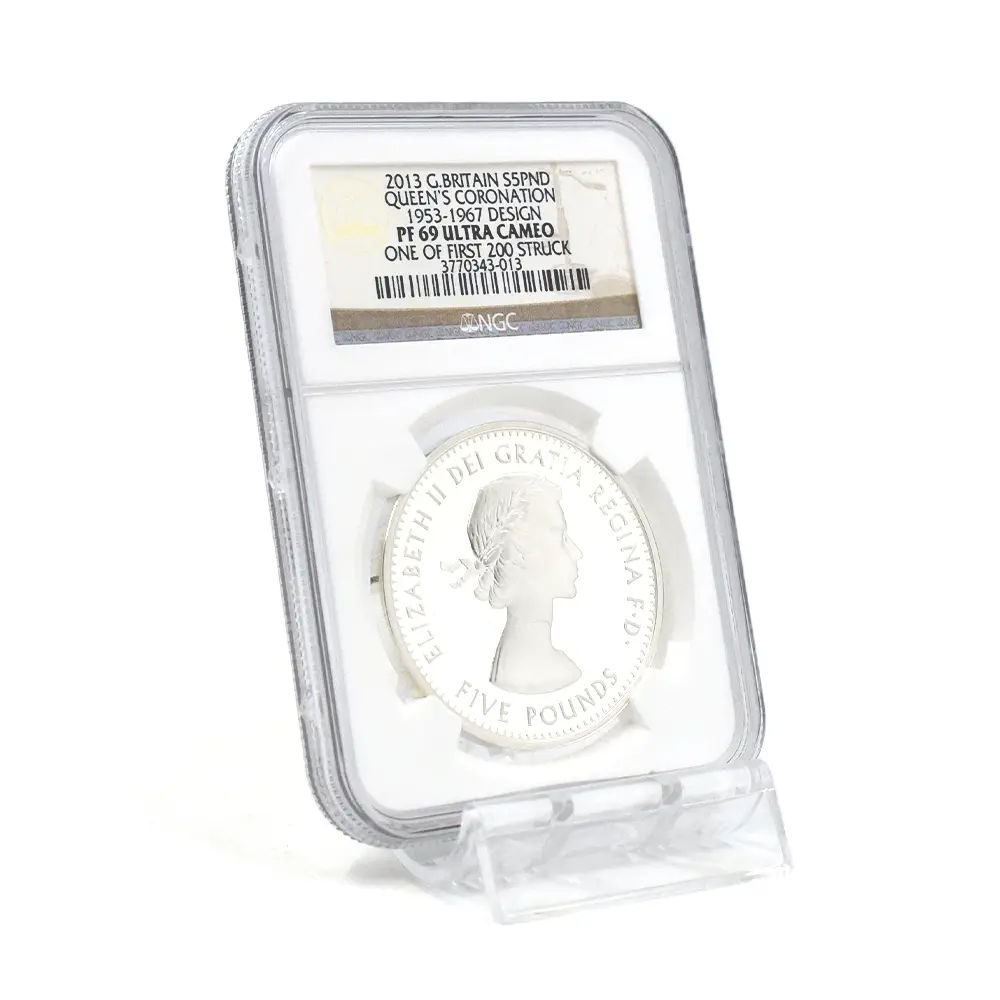 モダンコイン6:6971 イギリス 2013 エリザベス2世 戴冠60周年記念 5ポンド銀貨 4枚セット ファースト200ストラック NGC PF69UC