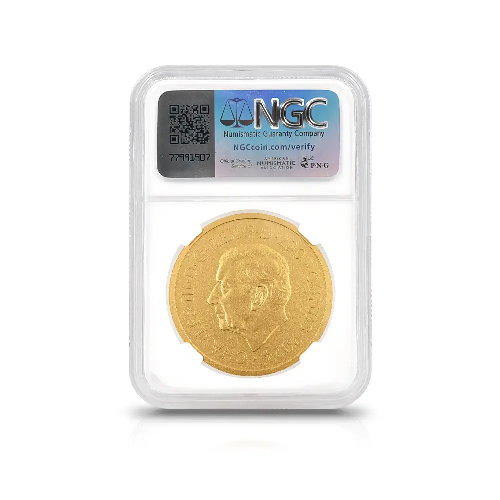 モダンコイン5：5672 2024 チャールズ3世 ピストルッチ作聖ジョージ竜退治 200ポンド2オンス 金貨 マットプルーフ仕上げ NGC PF70MATTE 箱付き