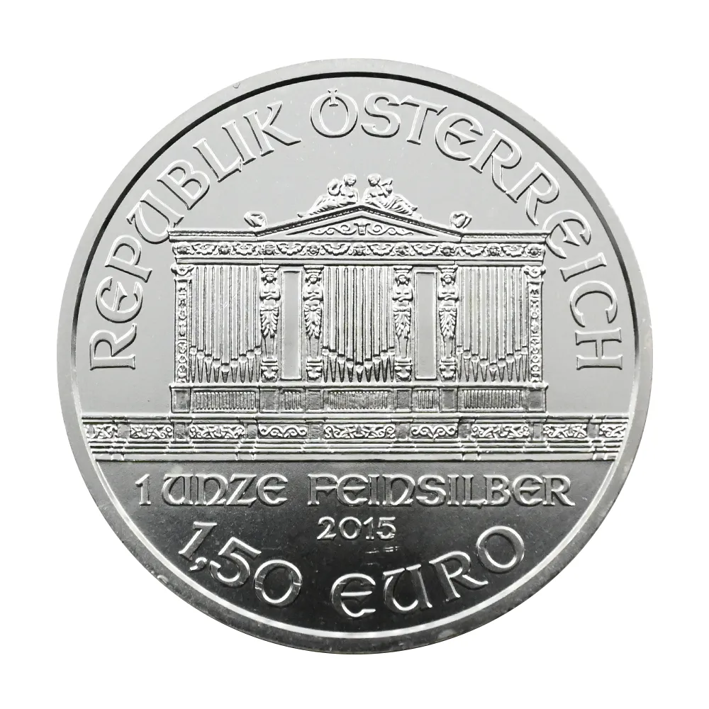 地金型3：6988 オーストリア 2015 ウィーンフィル 1.5ユーロ 1オンス 銀貨 【500枚】