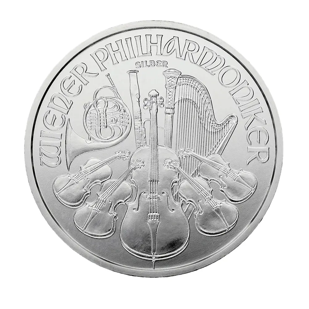 地金型2：6989 オーストリア 2014 ウィーンフィル 1.5ユーロ 1オンス 銀貨 【5枚】 (コインケース付き)