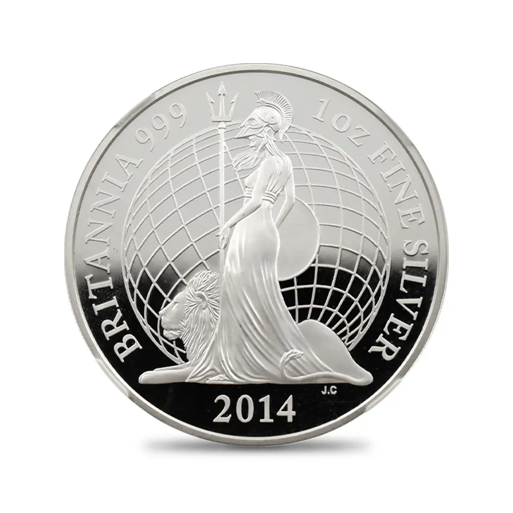 モダンコイン2:6994 イギリス 2014 エリザベス2世 ブリタニア 2ポンド1オンス銀貨 ファースト500ストラック NGC PF70UC