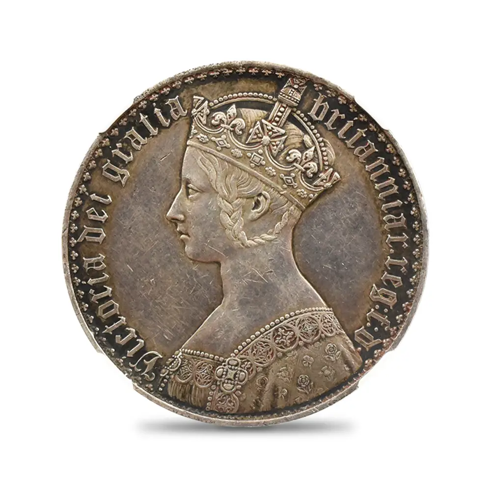 アンティークコイン2：4339 1847 ヴィクトリア女王 ゴチッククラウン銀貨 アンデシモエッジ NGC PF55