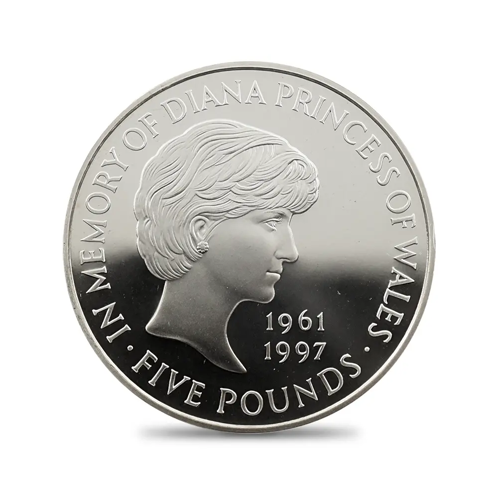 モダンコイン2：6998 イギリス 1999 エリザベス2世 ダイアナ妃追悼記念 5ポンド銀貨 PCGS PR69DC S-L6