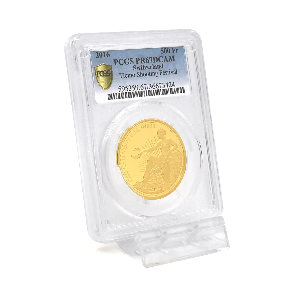 モダンコイン6：7006 スイス 2016 ティチーノ射撃祭 500フラン 1/2オンス金貨 PCGS PR67DC